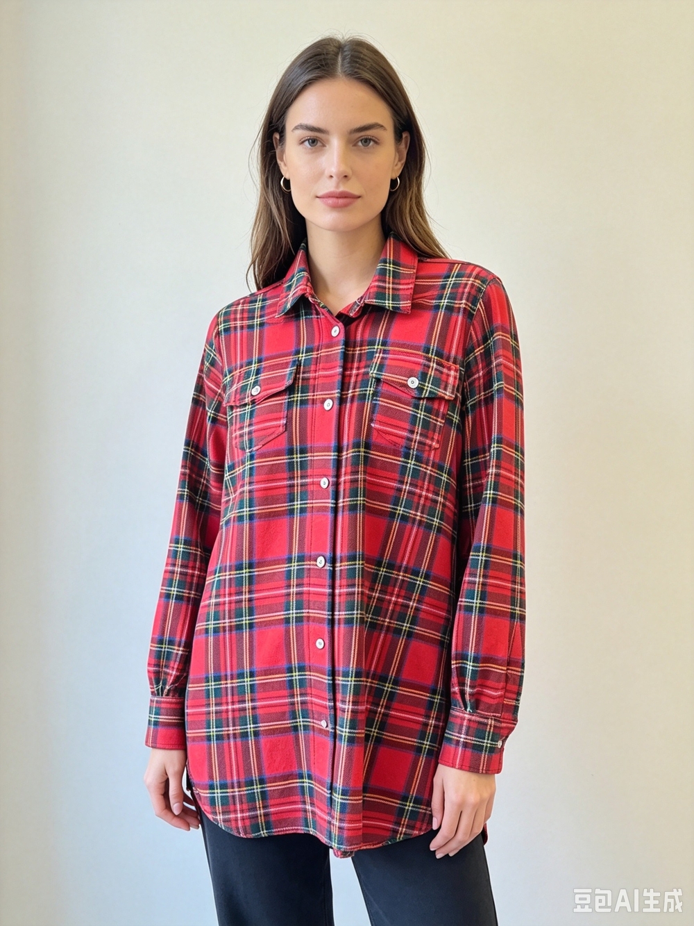 Off-White Red Plaid Button-Up Shirt - Picture 4 of 11
